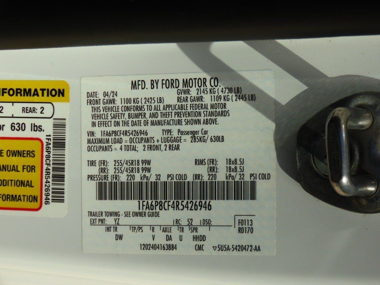 used 2024 Ford Mustang car, priced at $37,999