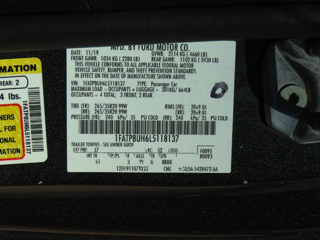 used 2020 Ford Mustang car, priced at $19,999