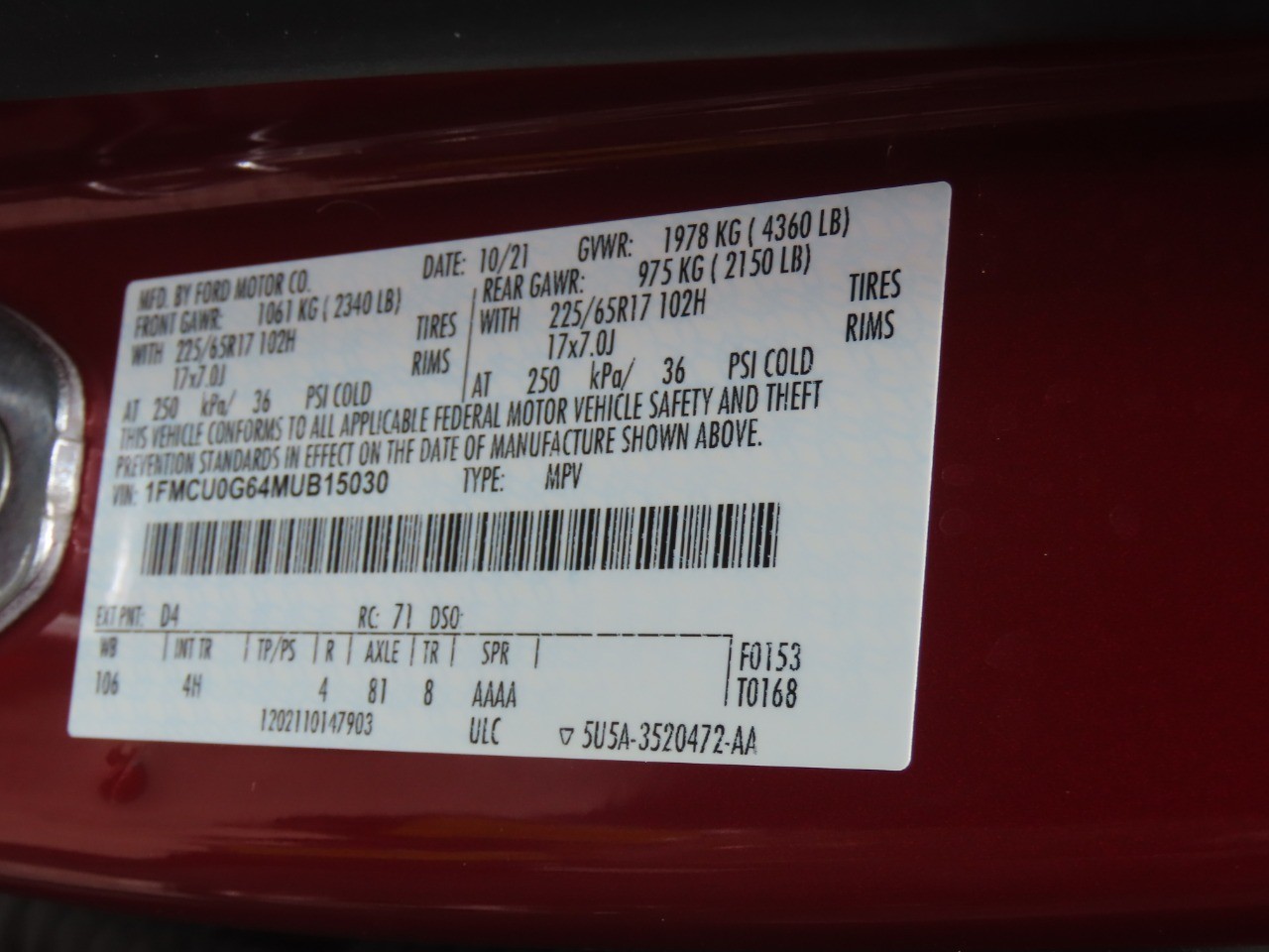 2021 Ford Escape SE Rapid Red Metallic Tinted Clearcoat at Planet Ford